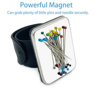 Hilltian 3 PCS Magnetic Pin Cushion Wrist, Magnetic Sewing Pincushion, Magnetic Pin Holder Wristband for Sewing Braiding, Black, Rose Red, Purple