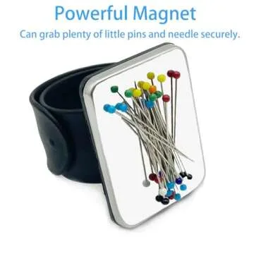 Hilltian 3 PCS Magnetic Pin Cushion Wrist, Magnetic Sewing Pincushion, Magnetic Pin Holder Wristband for Sewing Braiding, Black, Rose Red, Purple