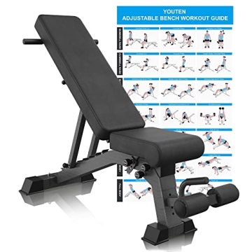 YOUTEN 1000 LB Weight Bench Heavy Capacity | 9-4-4 Adjustable Incline Decline Bench Press