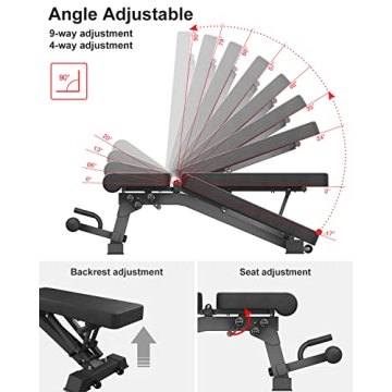 YOUTEN 1000 LB Adjustable Weight Bench for Home Gym