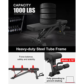 YOUTEN 1000 LB Adjustable Weight Bench for Home Gym