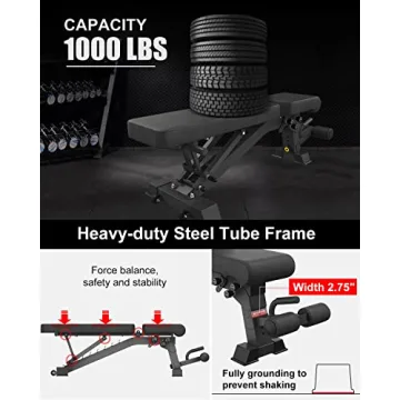 YOUTEN 1000 LB Adjustable Weight Bench for Home Gym