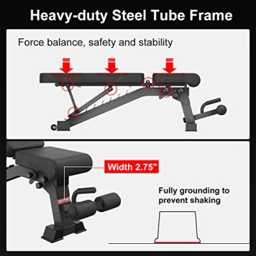 YOUTEN 1000 LB Adjustable Weight Bench for Home Gym