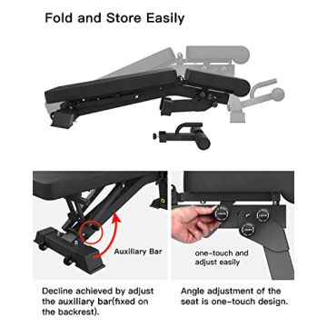 YOUTEN 1000 LB Adjustable Weight Bench for Home Gym