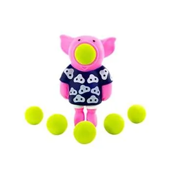 Hog Wild Pig Ball Popper Toy - Includes 4 Soft Foam Balls - Squeeze to Pop Air Powered Balls Up to 20 Feet - Launcher Safe for Indoor/Outdoor Play - Party Favor Gift for Kids, Girls, Boys Ages 5+