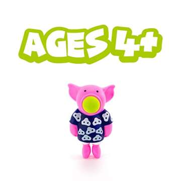 Hog Wild Pig Ball Popper Toy - Includes 4 Soft Foam Balls - Squeeze to Pop Air Powered Balls Up to 20 Feet - Launcher Safe for Indoor/Outdoor Play - Party Favor Gift for Kids, Girls, Boys Ages 5+