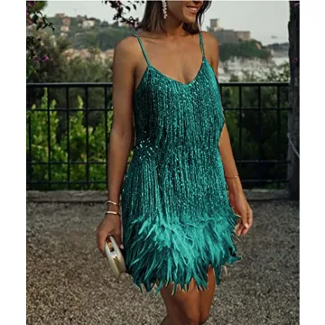ECDAHICC Women's Flapper Dress with Sequins and Fringes