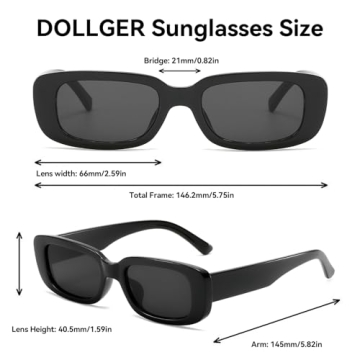 Dollger Rectangle Sunglasses for Women Retro 90s Style