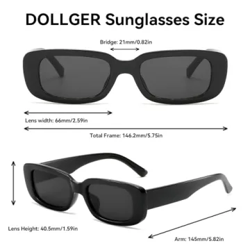 Dollger Rectangle Sunglasses for Women Retro 90s Style