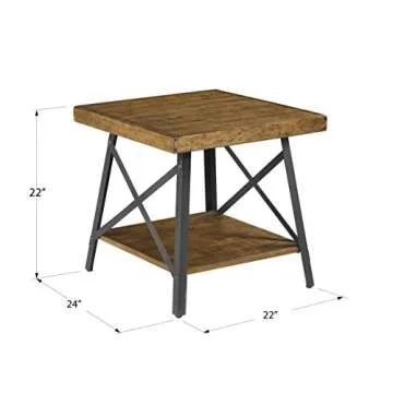 Chandler Rustic Wood End Table with Metal Base