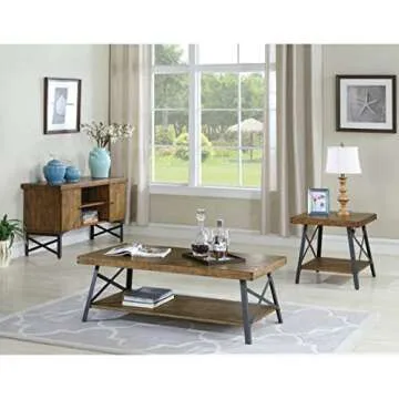 Chandler Rustic Wood End Table with Metal Base