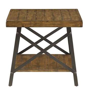 Chandler Rustic Wood End Table with Metal Base