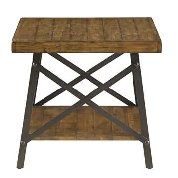 Chandler Rustic Wood End Table with Metal Base