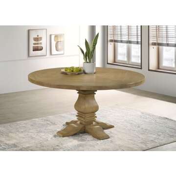 Coaster Home Furnishings Florence 60-Inch Round Pedestal Dining Table with Rustic Smoke Finish
