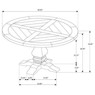 Florence 60 Inch Round Pedestal Dining Table Rust