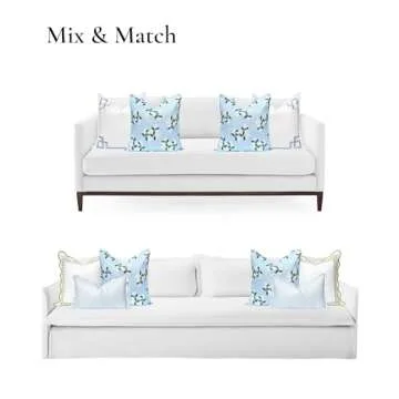 Hofdeco Premium Coastal Patio Indoor Outdoor Throw Pillow Cover Only, 20"x20" Water Repellent for Backyard, Couch, Baby Blue Print Hydrangea Flower