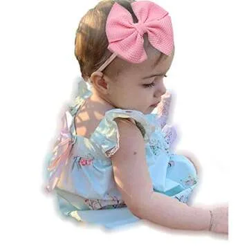 CÉLLOT 30 Colors Baby Hair Accessories 4 in Bows for Girls Newborn Baby Girl Hair Bows Super Soft Nylon Elastic Headbands for Infants Photographic