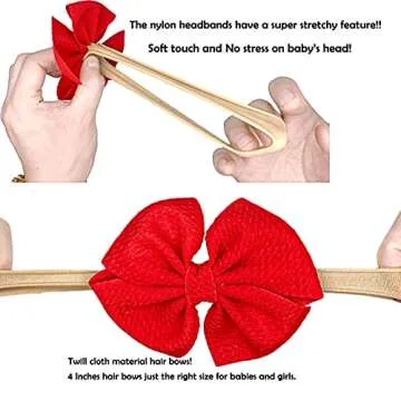 CÉLLOT 30 Colors Baby Hair Accessories 4 in Bows for Girls Newborn Baby Girl Hair Bows Super Soft Nylon Elastic Headbands for Infants Photographic