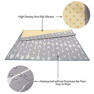 Splat Mat for Under High Chair/Arts/Crafts, Washable Spill Mat Water-Resistant Anti-Slip Floor Splash Mat, Portable Play Mat and Table Cloth 51" (Grey)