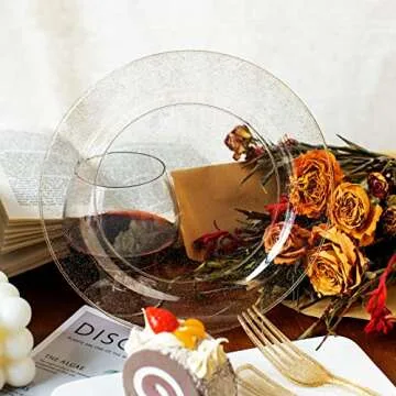 150PCS Gold Glitter Disposable Dinnerware Set for Events