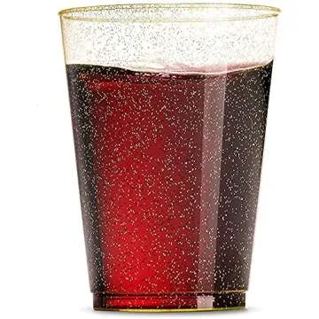 150PCS Gold Glitter Disposable Dinnerware Set for Events