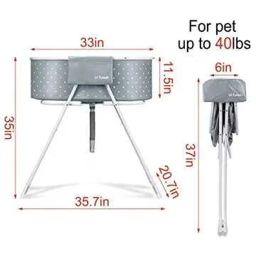 Furesh Little Dipper Dog Bath Tub and Wash Station for Bathing Shower and Grooming, Elevated Foldable and Portable, Indoor and Outdoor, for Small and Medium Size Dogs, Cats and Other Pet (Gray)