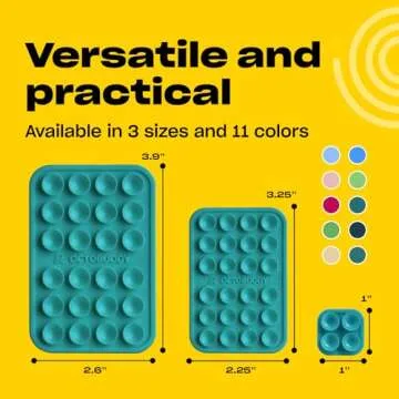 OCTOBUDDY - Silicone Suction Phone Case Adhesive Mount - Hands-Free, Strong Grip Holder for Selfies & Videos - Durable, Easy to Use - iPhone & Android Compatible - 2.25″ x 3.25″, Turquoise