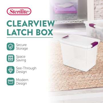 Sterilite 6-Pack ClearView Latch Box 27 Quart Storage