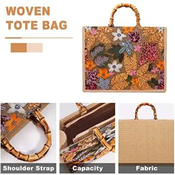 Stylish QTKJ Straw Tote Bag for Women, Perfect for Summer