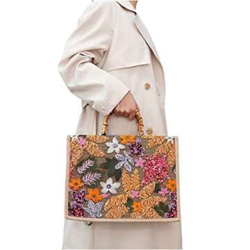 Stylish QTKJ Straw Tote Bag for Women, Perfect for Summer