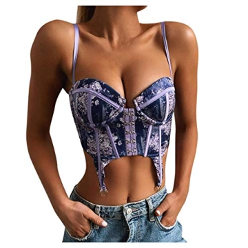 Women's Sexy Bustiers Corsets Push Up Off Shoulder Crop Tops Spaghetti Strap Tank Top Party Clubwear...