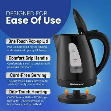 Elite Gourmet EKT8690 Electric Tea Kettle Fast Boil