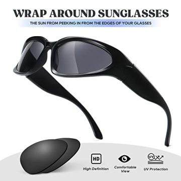 Trendy JASPIN Y2K Wrap Around Sunglasses for All