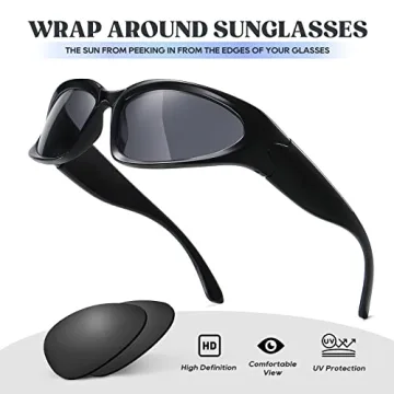 Trendy JASPIN Y2K Wrap Around Sunglasses for All