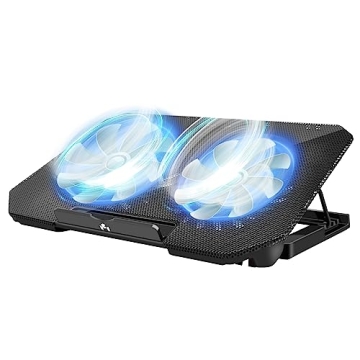 Laptop Cooling Pad with 2 Fans, Adjustable Height, USB Ports, and Metal Mesh Design