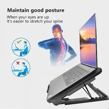 Ergonomic Laptop Cooling Pad with Quiet Fans and USB Ports