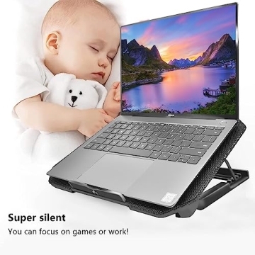 Ergonomic Laptop Cooling Pad with Quiet Fans and USB Ports