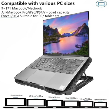 Ergonomic Laptop Cooling Pad with Quiet Fans and USB Ports