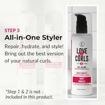 Love Ur Curls LUS Brands All-in-One Styler for Natural Wavy Textured Hair 8.5 oz - Repair, Hydrate, ...
