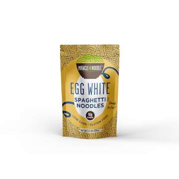 Miracle Noodle High Protein Egg White Noodles - Spaghetti – Low in Carbs & Calories – Ready to Eat – 3.5 Ounce (Pack of 6)