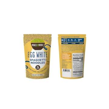Miracle Noodle High Protein Egg White Noodles - Spaghetti – Low in Carbs & Calories – Ready to Eat – 3.5 Ounce (Pack of 6)