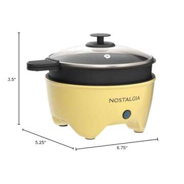 Nostalgia MyMini Personal Electric Skillet & Rapid Noodle Maker, Perfect For Healthy Keto & Low-Carb Diets, Yellow