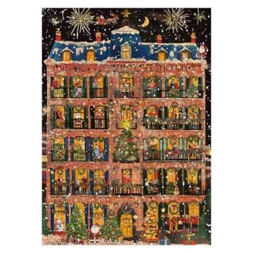 Christmas Winter Scene Puzzles for Adults 1000 Pieces, Xmas City Holiday Jigsaw Puzzles, Art Santa C...