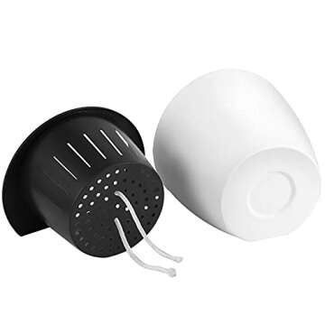 HOIGON 10 Pack 7 Inch Lazy Flower Pots, Self Watering Wall Hanging Plastic Planters with S-Hooks and Wicks, Water Hanging Plants Pot for Indoor Outdoor Orchids African Violet, White