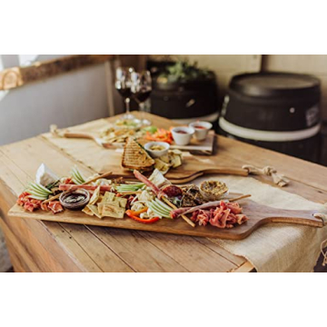 TOSCANA - a Picnic Time brand - Artisan 30" Charcuterie Board/Serving Platter with Raw Edge used for Cheese-Acacia Wood