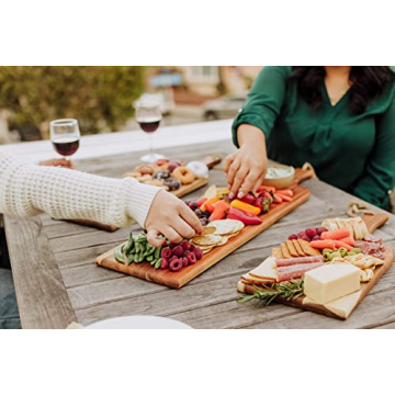 TOSCANA - a Picnic Time brand - Artisan 30" Charcuterie Board/Serving Platter with Raw Edge used for Cheese-Acacia Wood