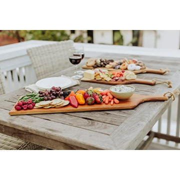 TOSCANA - a Picnic Time brand - Artisan 30" Charcuterie Board/Serving Platter with Raw Edge used for Cheese-Acacia Wood