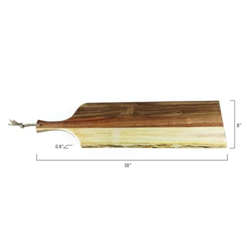 TOSCANA - a Picnic Time brand - Artisan 30" Charcuterie Board/Serving Platter with Raw Edge used for Cheese-Acacia Wood