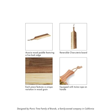 TOSCANA - a Picnic Time brand - Artisan 30" Charcuterie Board/Serving Platter with Raw Edge used for Cheese-Acacia Wood