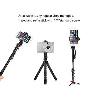 Ailun Phone Holder/Vertical and Horizontal Tripod Mount Adapter Rotatable Bracket with 1/4 inch Screw, Adjustable Clip for iPhone, Android Cell Phone, Selfie Stick, Camera Stand